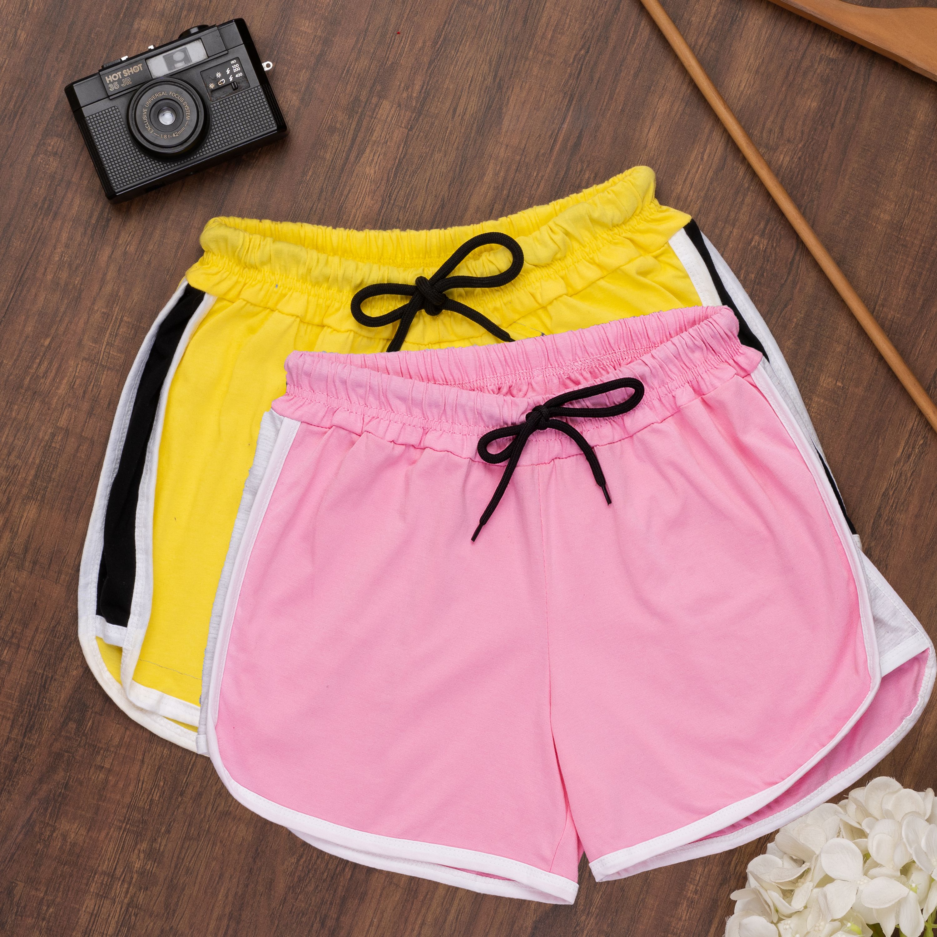 powermerc Pack of 2 Color Block Women Multicolor Casual Shorts-picture-25
