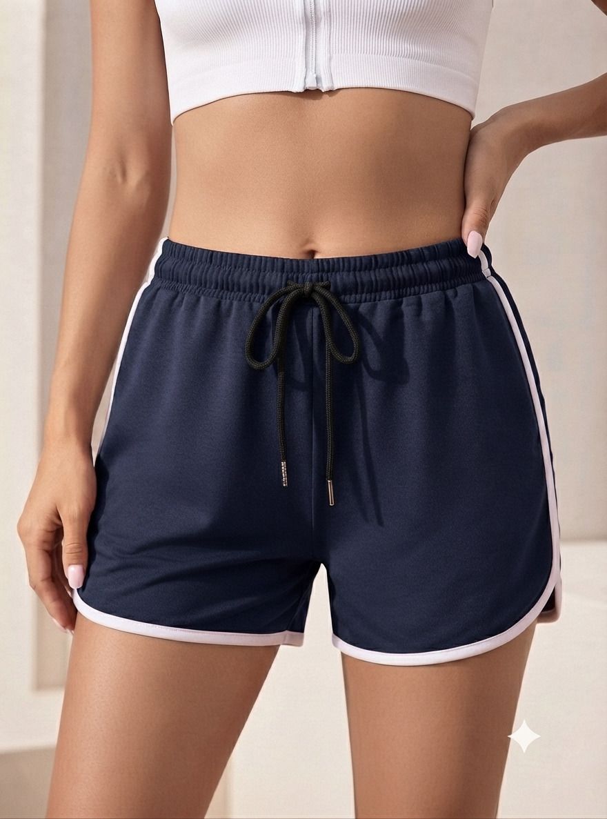 unfld Solid Women Dark Blue Gym Shorts, Running Shorts, Sports Shorts-picture-19