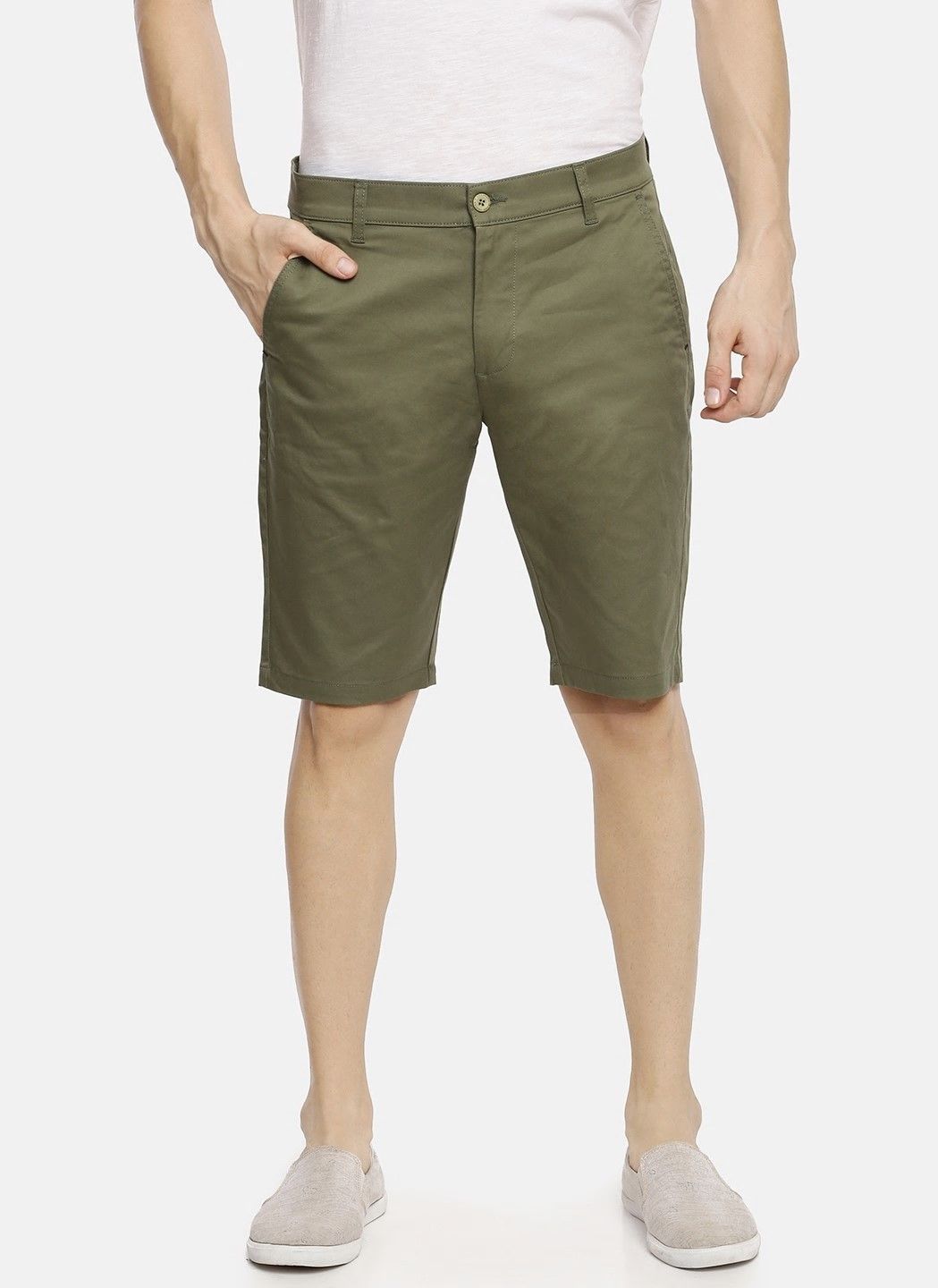 the indian garage co. Solid Men Green Chino Shorts-picture-18