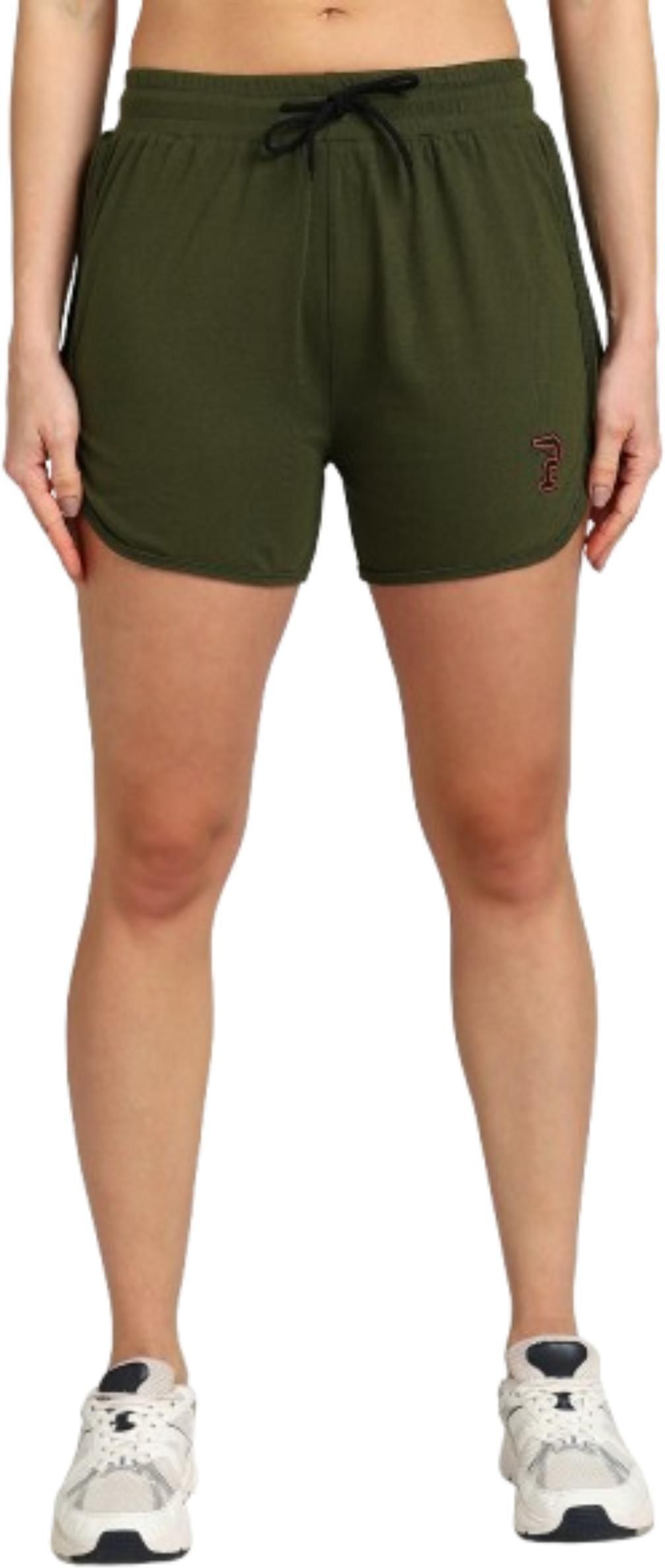 Solid Women Dark Green Regular Shorts-image-41