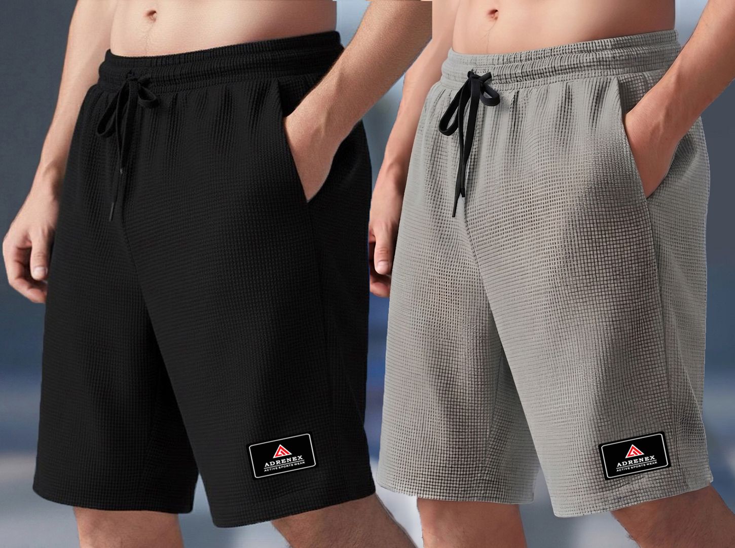 adrenex Pack of 2 Solid Men Black, Grey Sports Shorts-picture-34