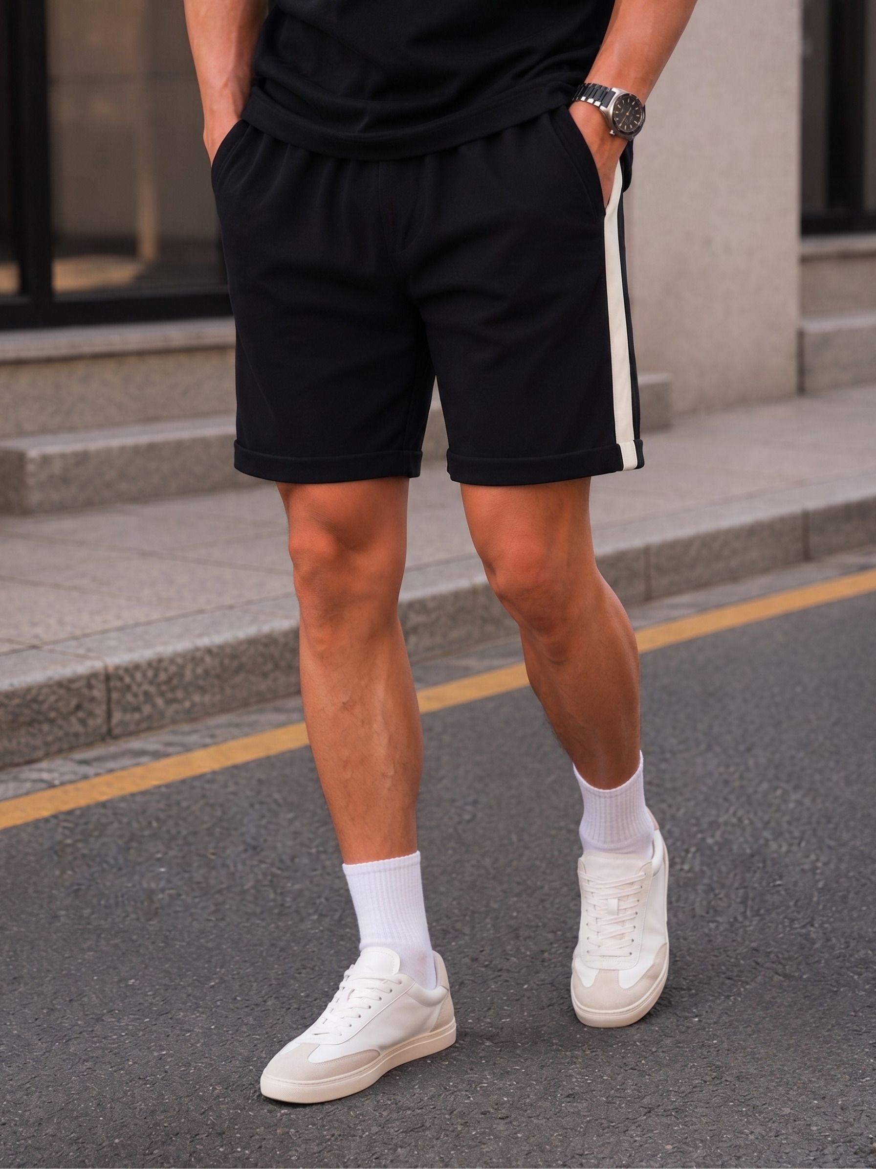 stray88 Striped Men Black Casual Shorts-picture-44