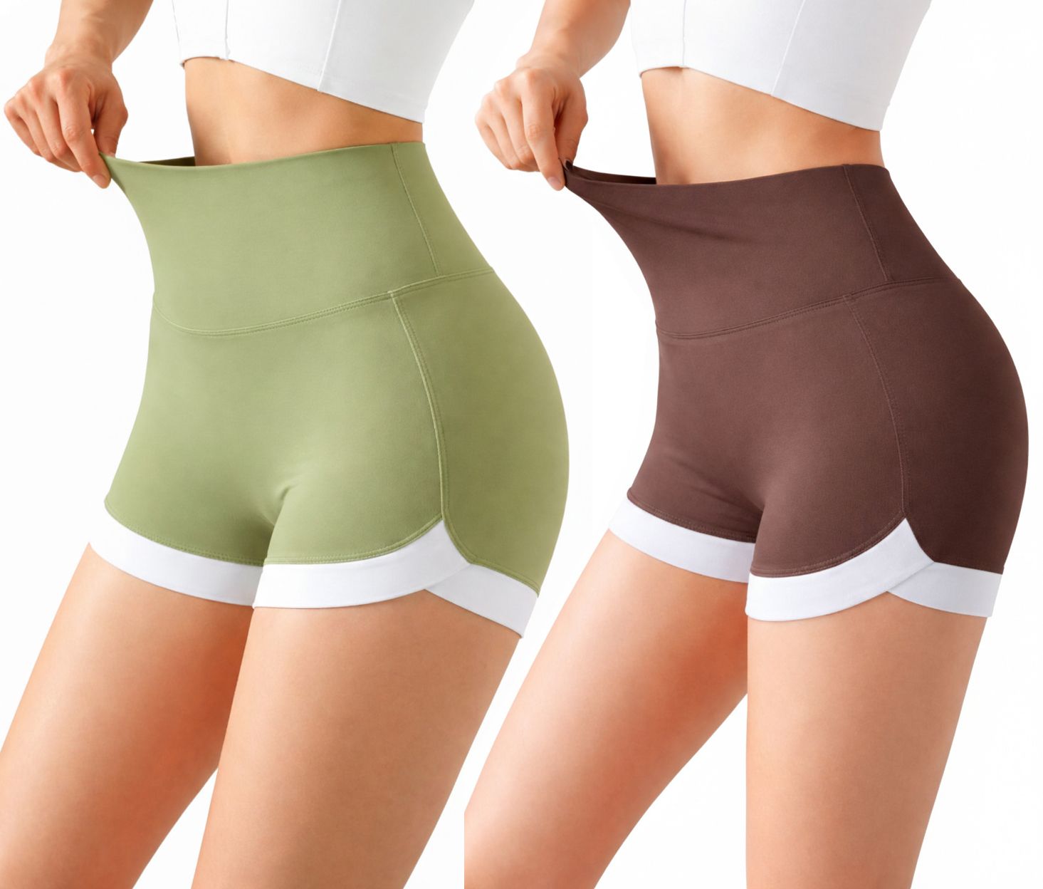 keepcart Pack of 2 Solid Women Green, Brown Sports Shorts-picture-21