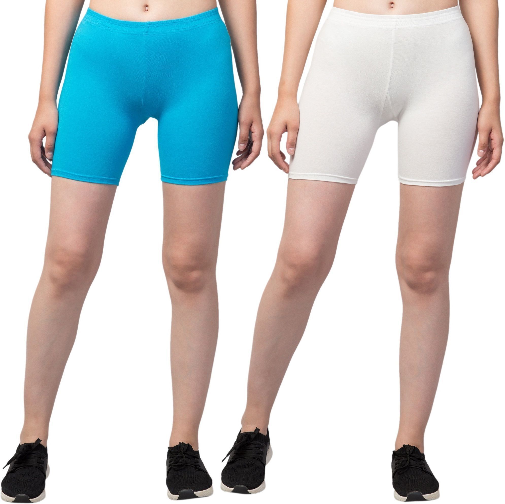 the klowt co Pack of 2 Solid Women Blue, White Regular Shorts-picture-24