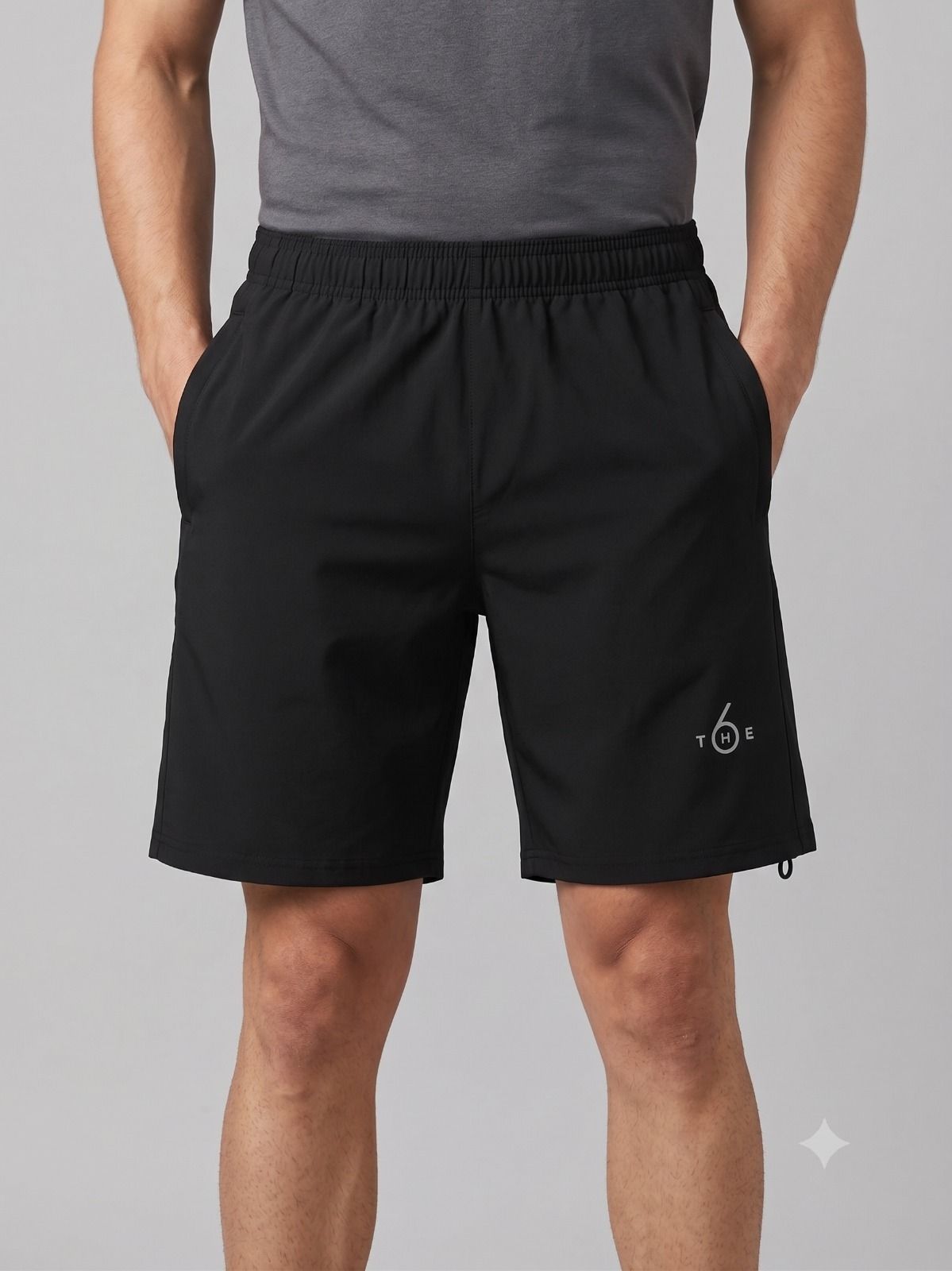 the six Solid Men Black Gym Shorts, Running Shorts, Sports Shorts-picture-23