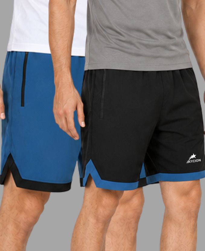 jaxcion Pack of 2 Solid Men Blue, Black Compression Shorts, Gym Shorts, Regular Shorts, Running Shorts, Sports Shorts-picture-36