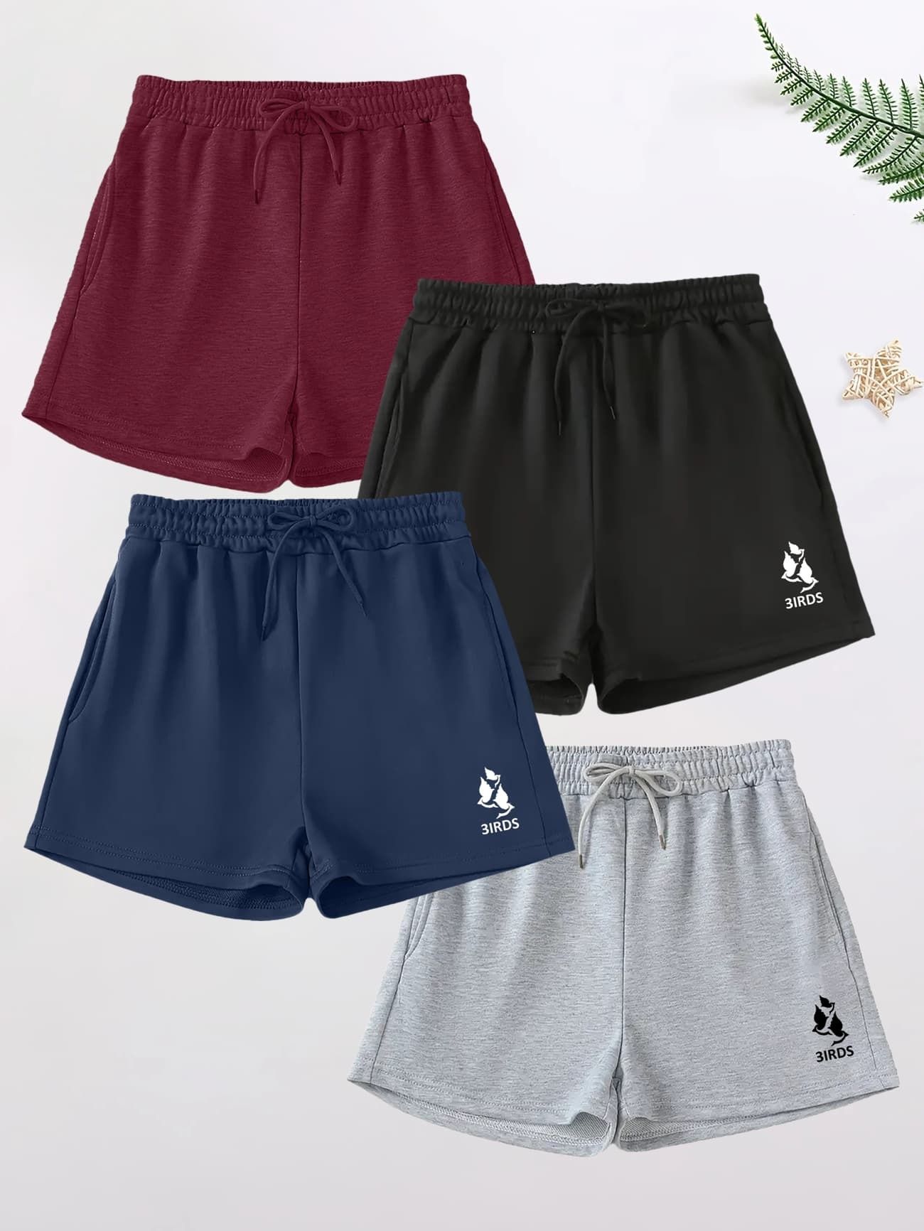 Pack of 4 Solid Women Maroon, Black, Blue, Grey Casual Shorts, Gym Shorts-image-12
