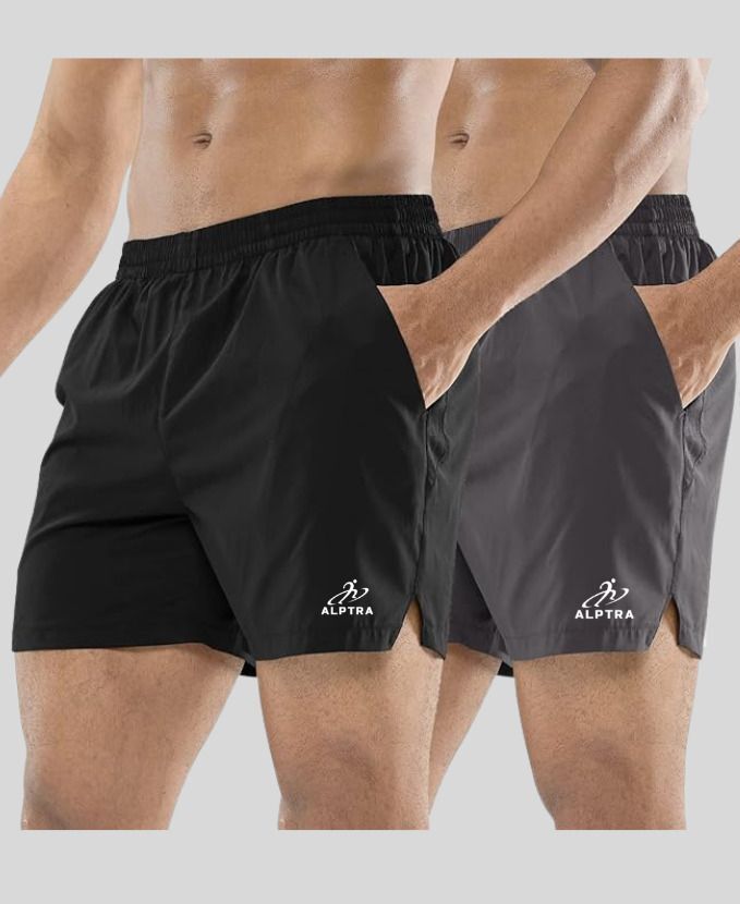 gymwear Printed Men Black, Dark Grey Gym Shorts, Running Shorts, Regular Shorts, Cycling Shorts, Sports Shorts-picture-10