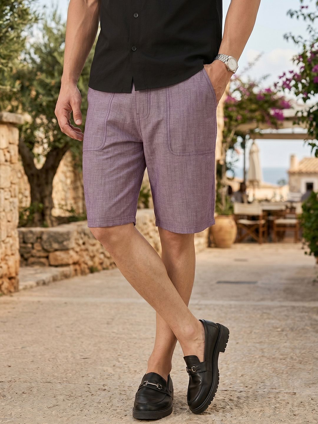 thomas scott Solid Men Maroon Chino Shorts-picture-13