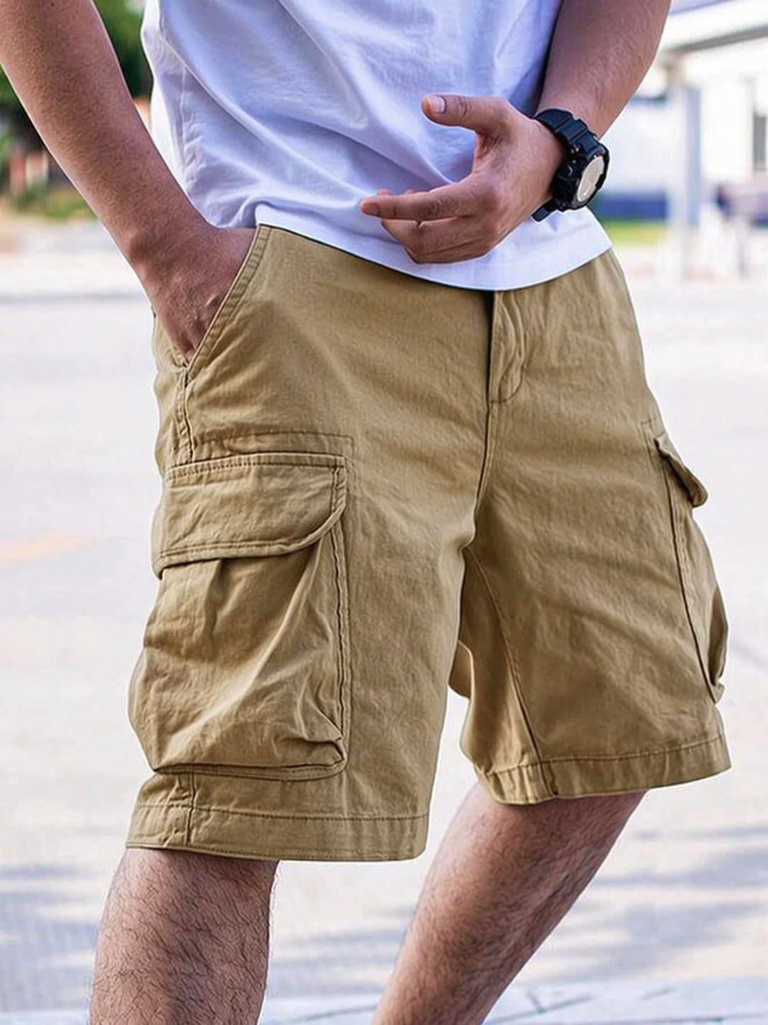 amrath fashion Solid Men Khaki Cargo Shorts-picture-27