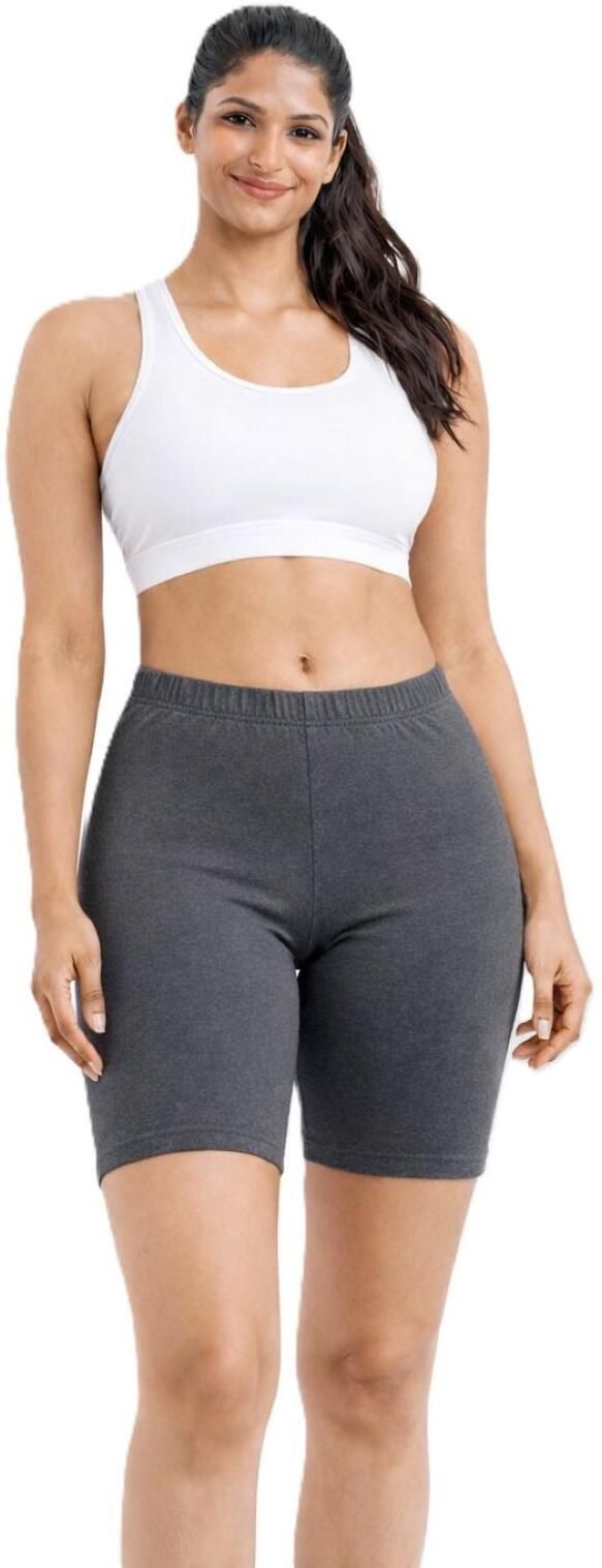 Solid Women Dark Grey Compression Shorts, Cycling Shorts, Gym Shorts, Running Shorts-image-42