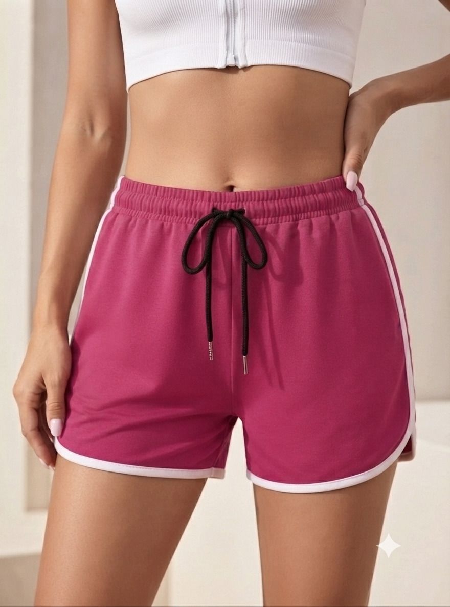 ayvina Solid Women Pink Gym Shorts, Running Shorts, Sports Shorts-picture-11