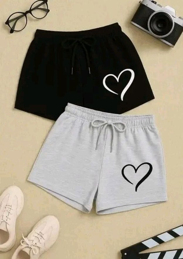 fayrouz Pack of 2 Printed Women Black, Grey Basic Shorts-picture-15