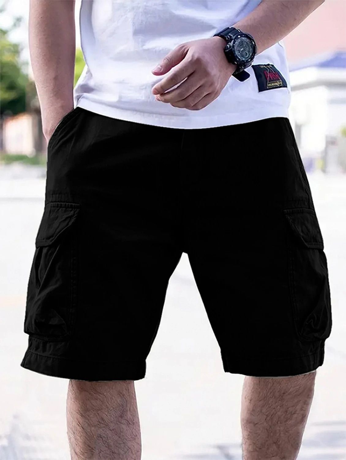 velano Solid Men Black Cargo Shorts-picture-13