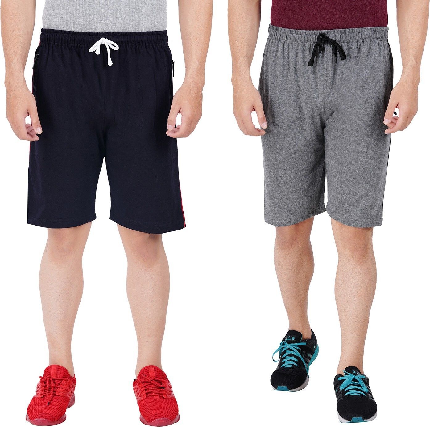feel track Pack of 2 Solid Men Dark Blue, Grey Regular Shorts-picture-22