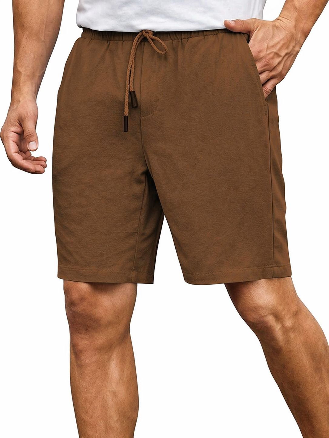 Solid Men Maroon Casual Shorts-image-21