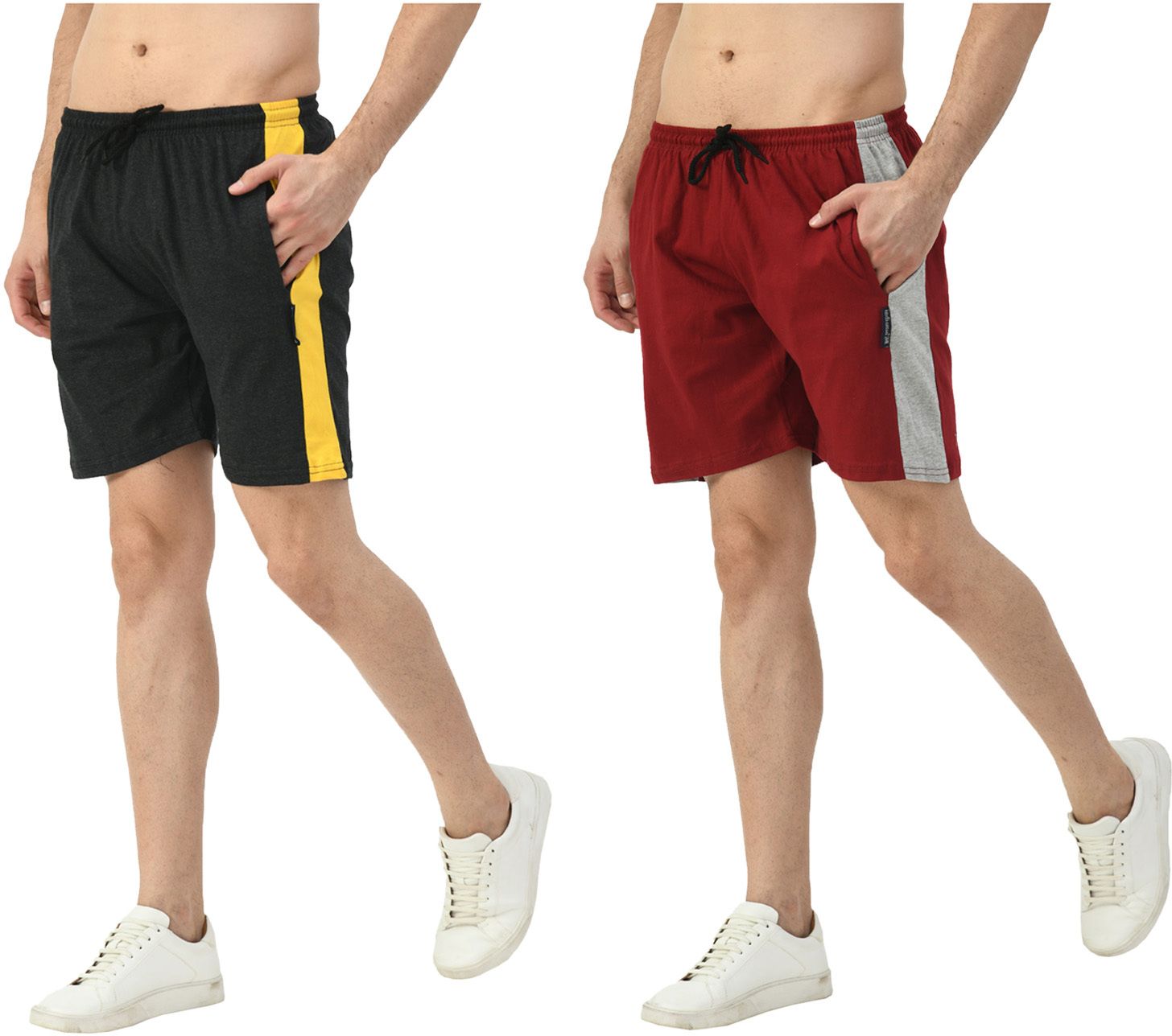 Pack of 2 Color Block Men Black, Red Bermuda Shorts-image-19