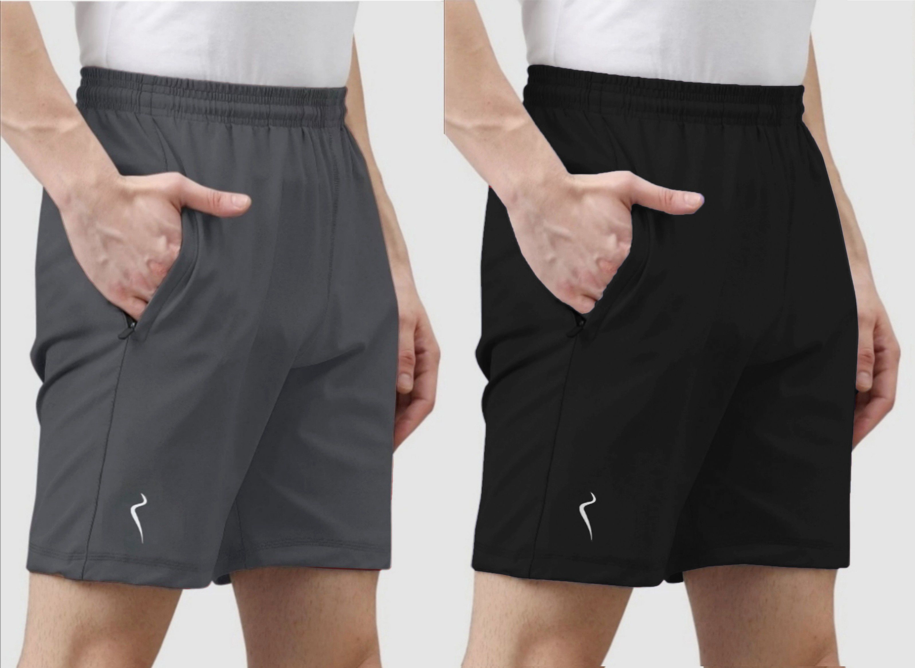 wereko Pack of 2 Solid Men Black, Grey Running Shorts-picture-16