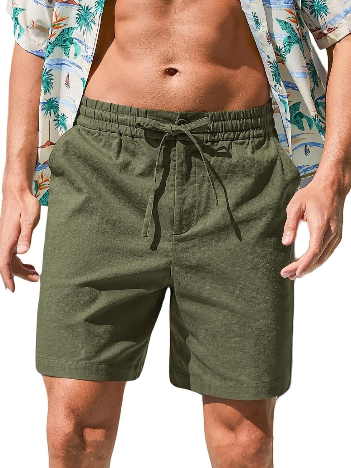 pptoss Solid Men Green Casual Shorts-picture-0