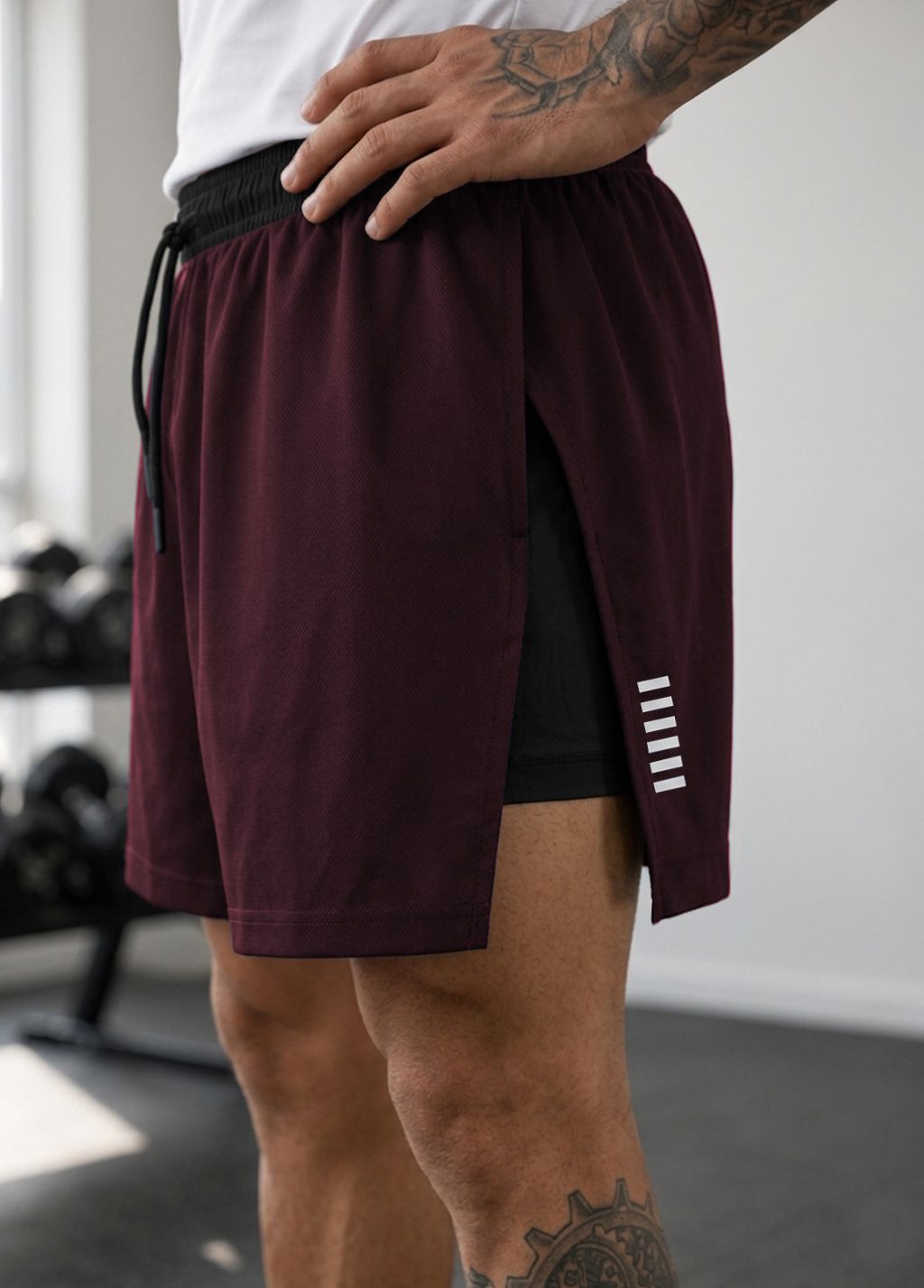 culish Solid Men Maroon Sports Shorts, Gym Shorts, Compression Shorts-picture-29