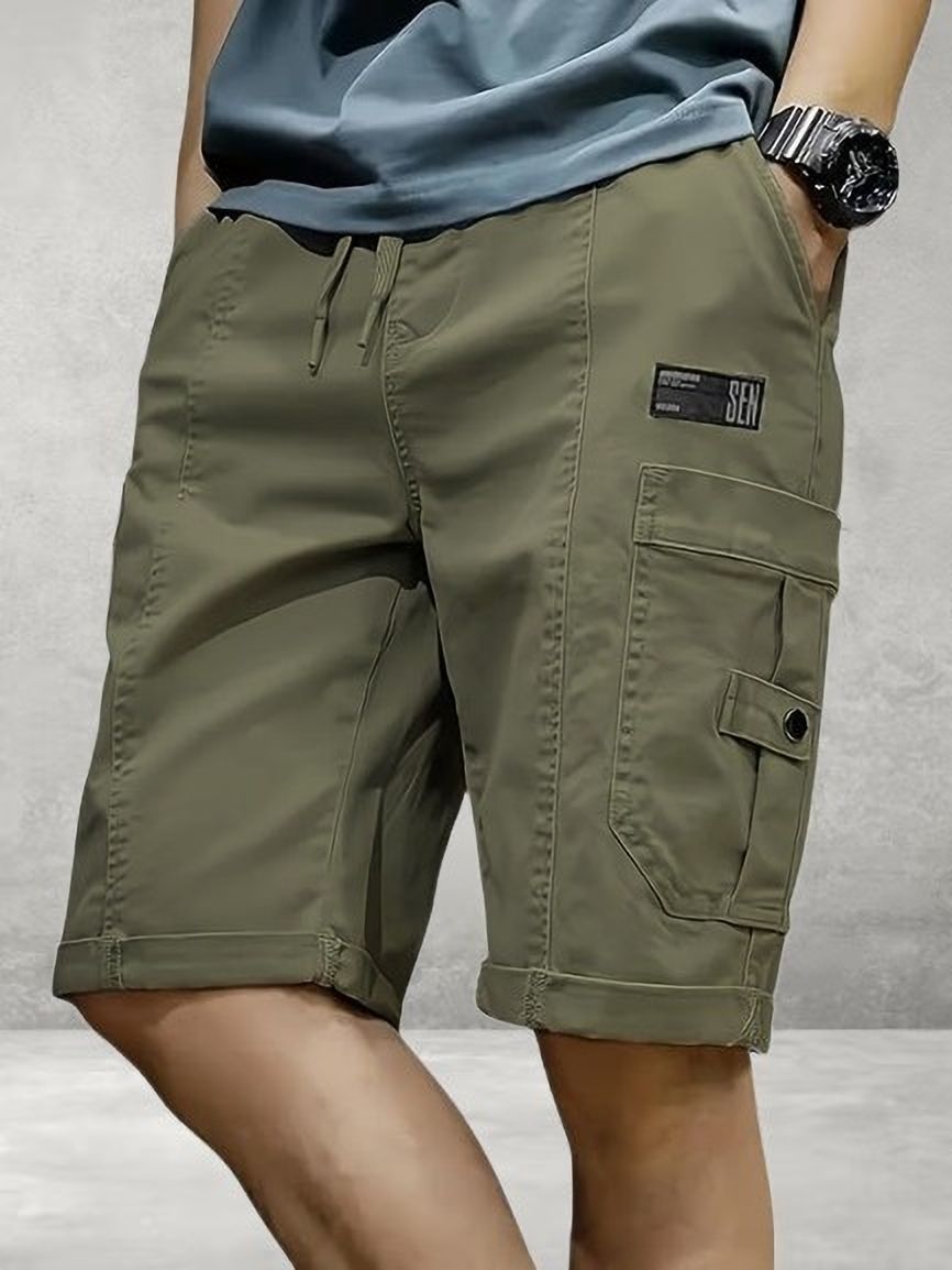 Solid Men Green Cargo Shorts
