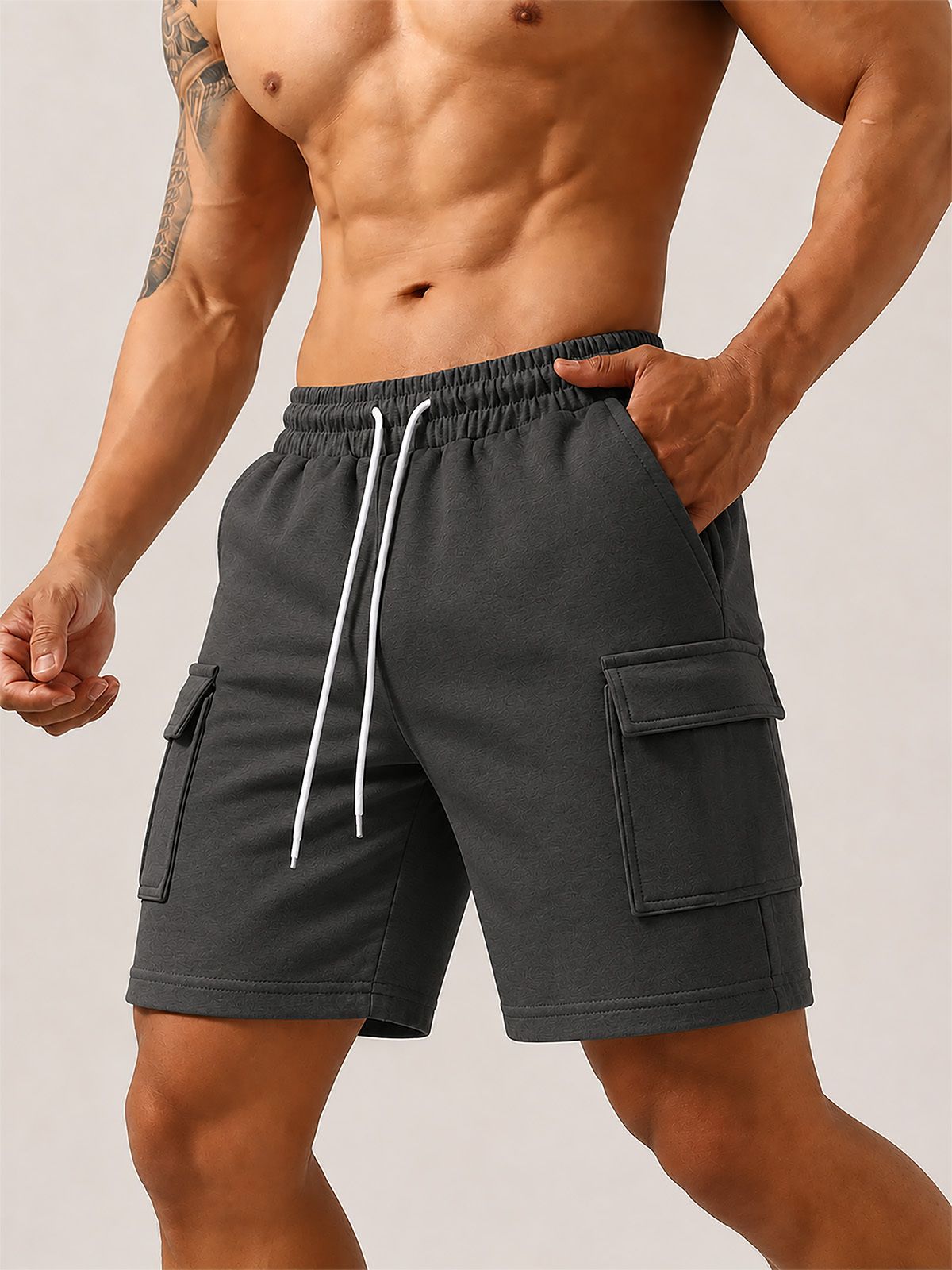 pravaha Solid Men Dark Grey Regular Shorts-picture-1
