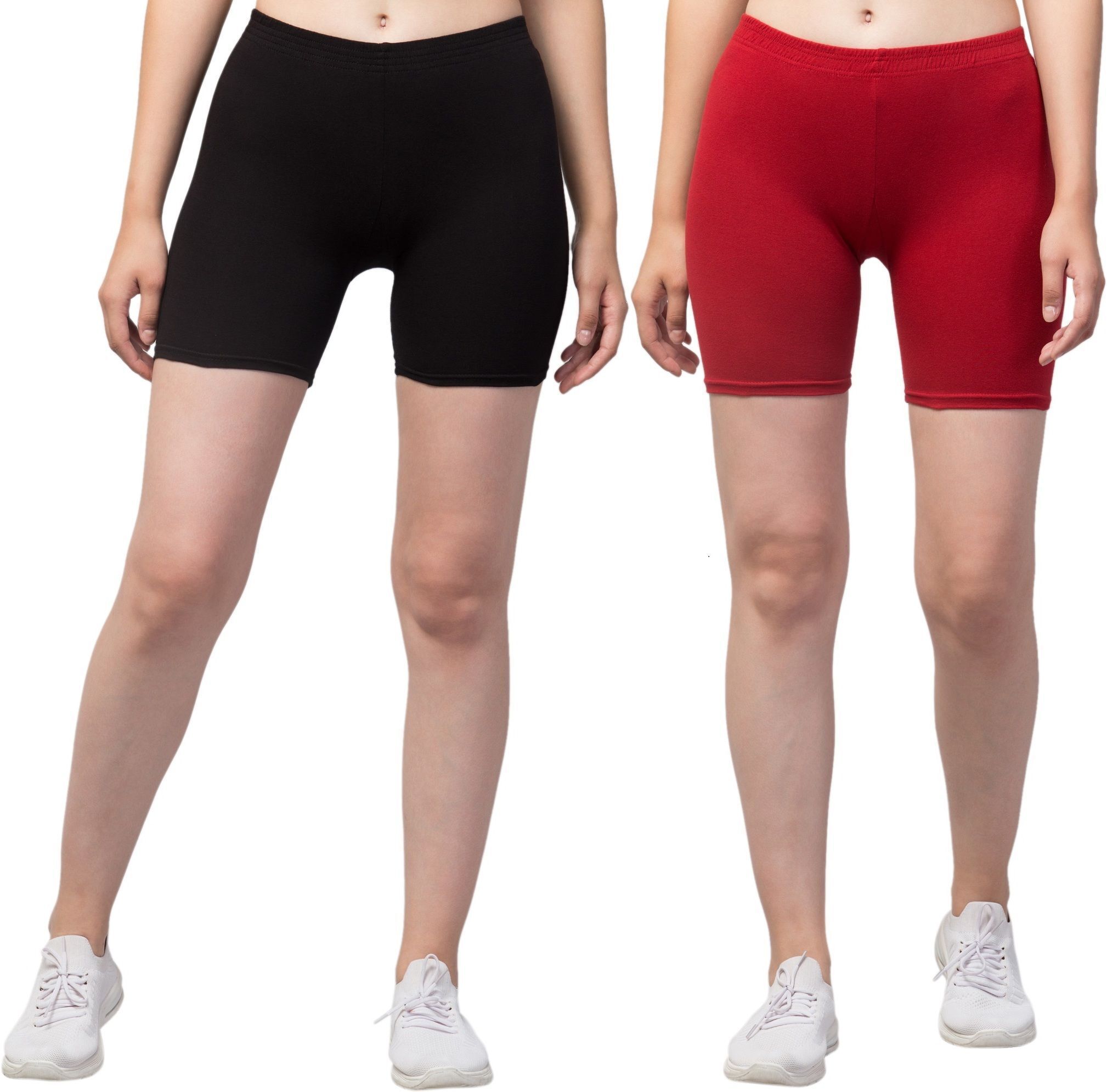 vishwakarm trend Pack of 2 Solid Women Maroon, Black Regular Shorts, Night Shorts, Basic Shorts, Casual Shorts-picture-36