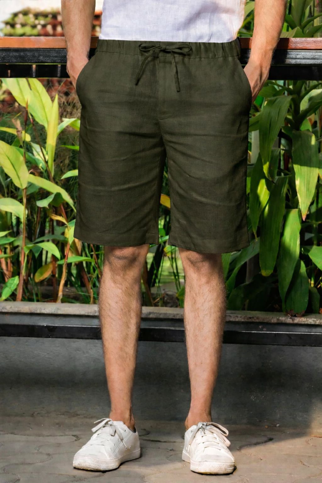 Solid Men Green Casual Shorts-image-47