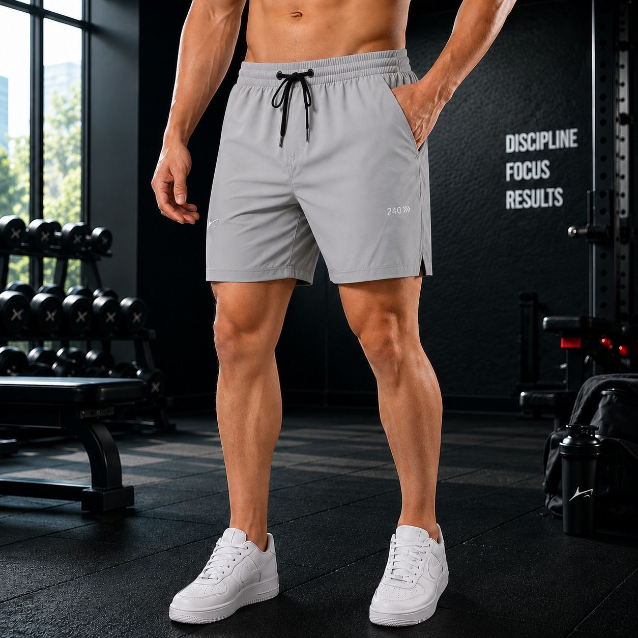 24 street Solid Men Silver Sports Shorts-picture-39