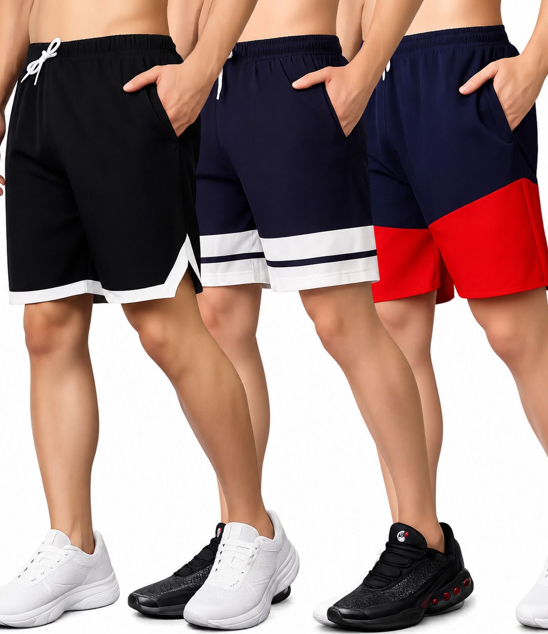Pack of 3 Color Block Men Multicolor Running Shorts-image-43