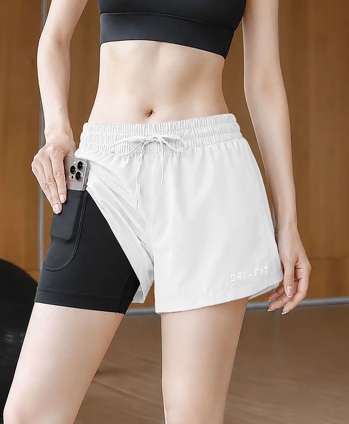 pravaha Solid Women White Gym Shorts-picture-14