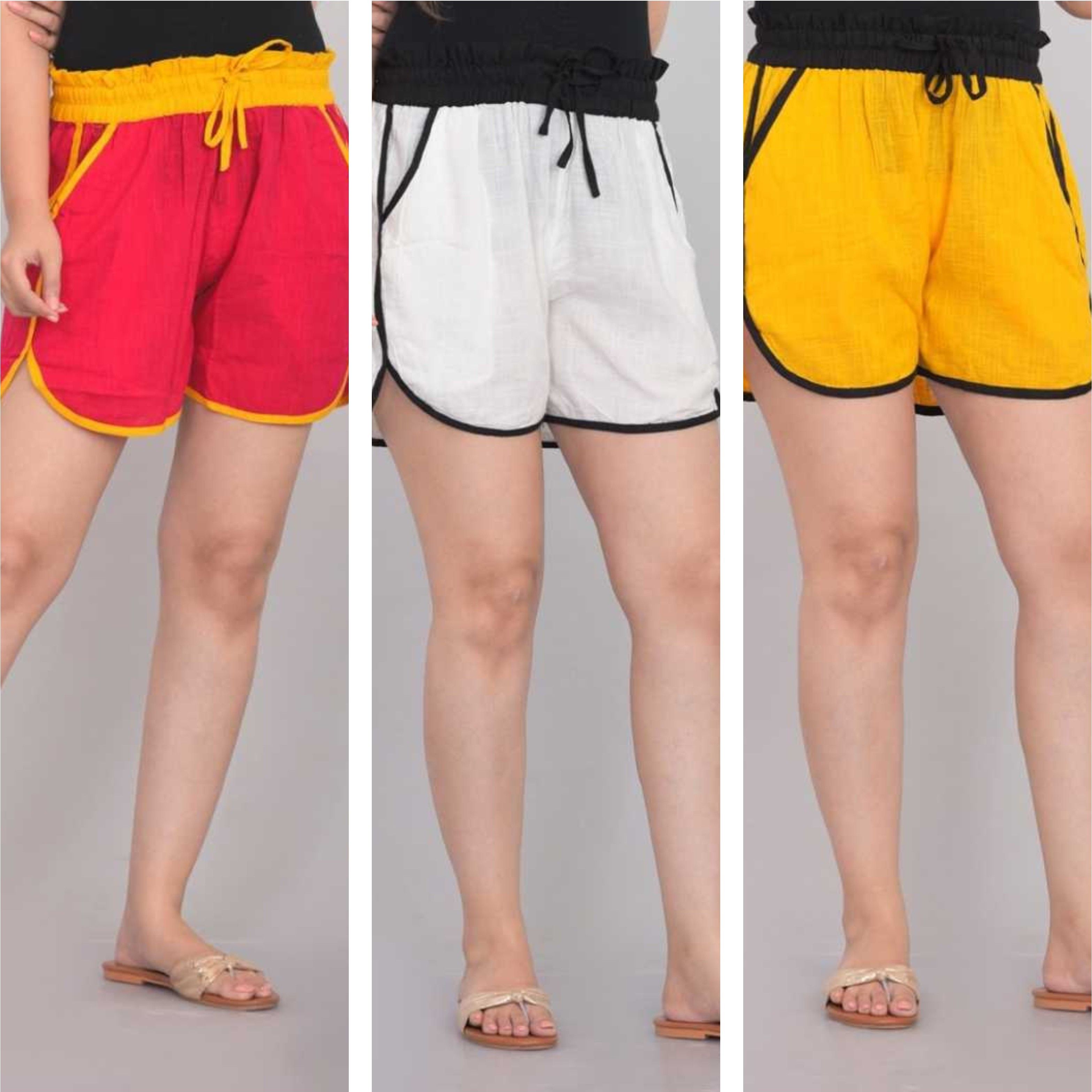 ghk fashion Pack of 3 Solid Women Pink Dolphin Shorts-picture-12