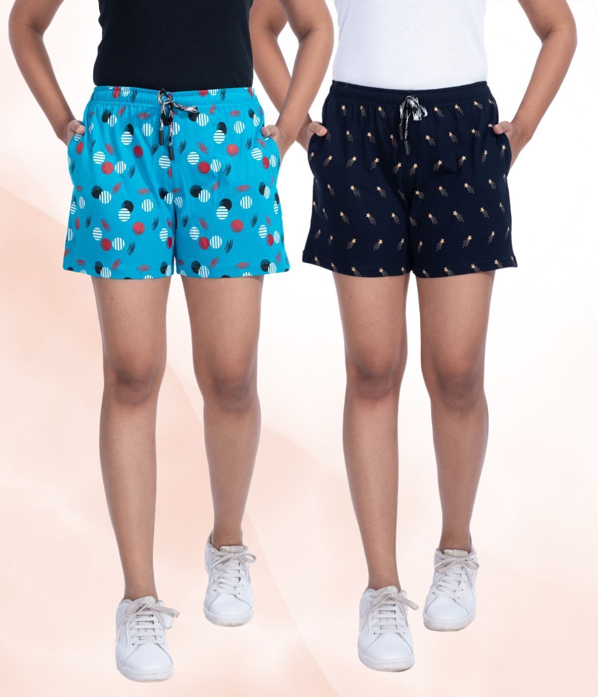 styleaone Pack of 2 Printed Women Dark Blue, Blue Boxer Shorts-picture-15