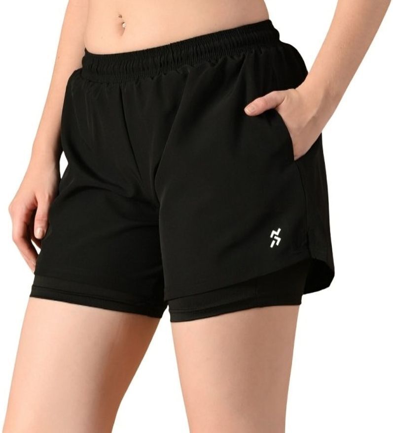 house of fitness Printed Women Black Casual Shorts-picture-24