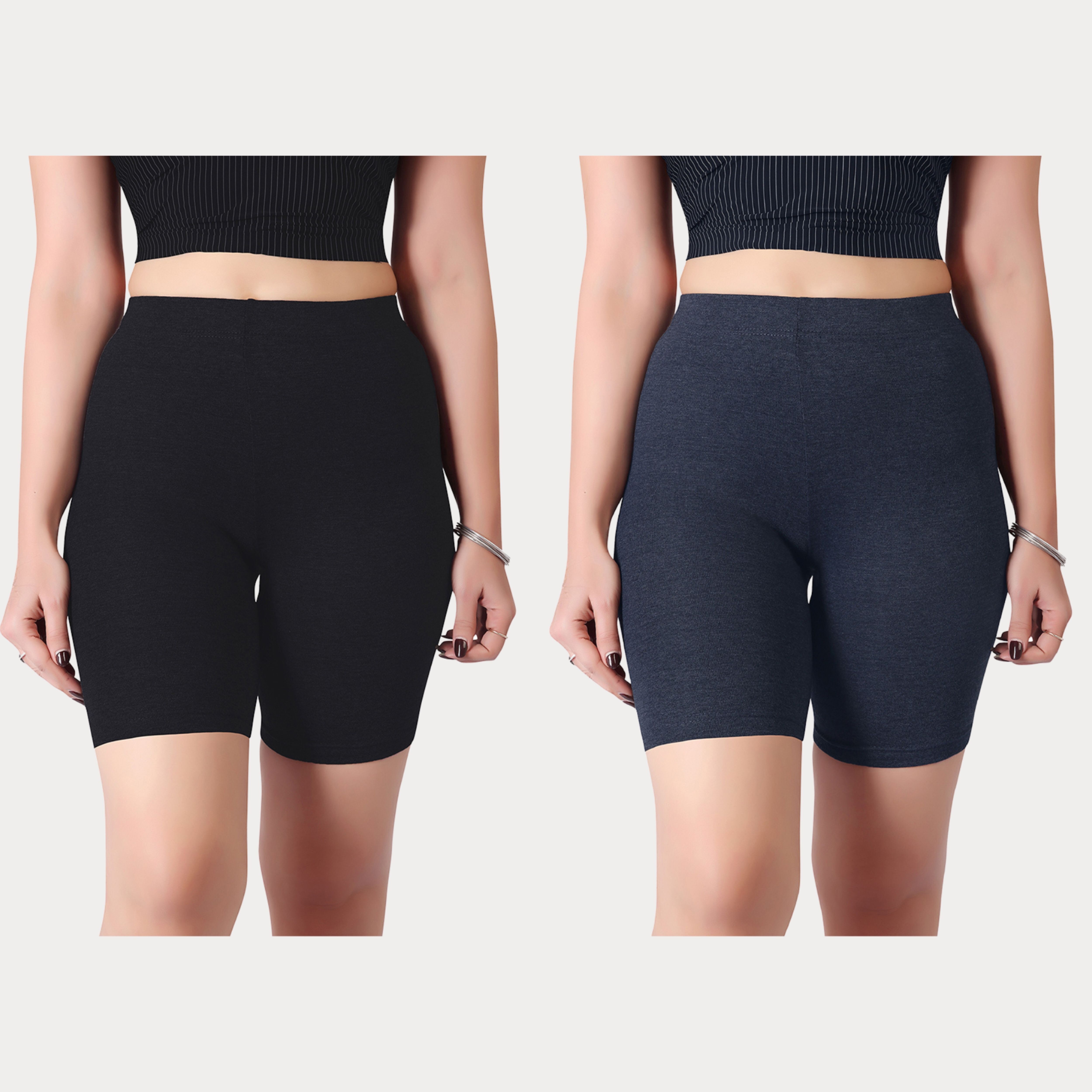 women worth Solid Women Black, Blue Cycling Shorts-picture-13