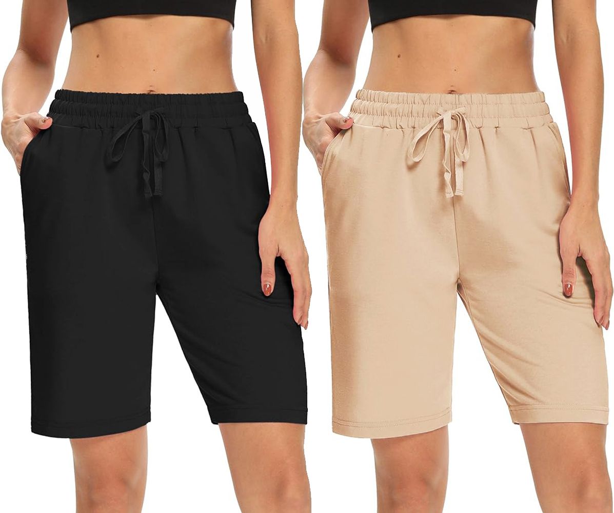 Pack of 2 Solid Women Multicolor Regular Shorts, Night Shorts, Basic Shorts, Casual Shorts, Boxer Shorts, Gym Shorts