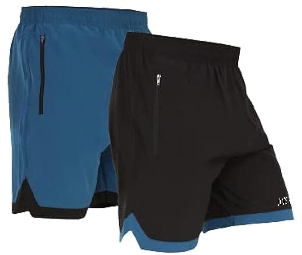 avsra Pack of 2 Solid Men Black, Blue Regular Shorts, Gym Shorts, Cycling Shorts-picture-16