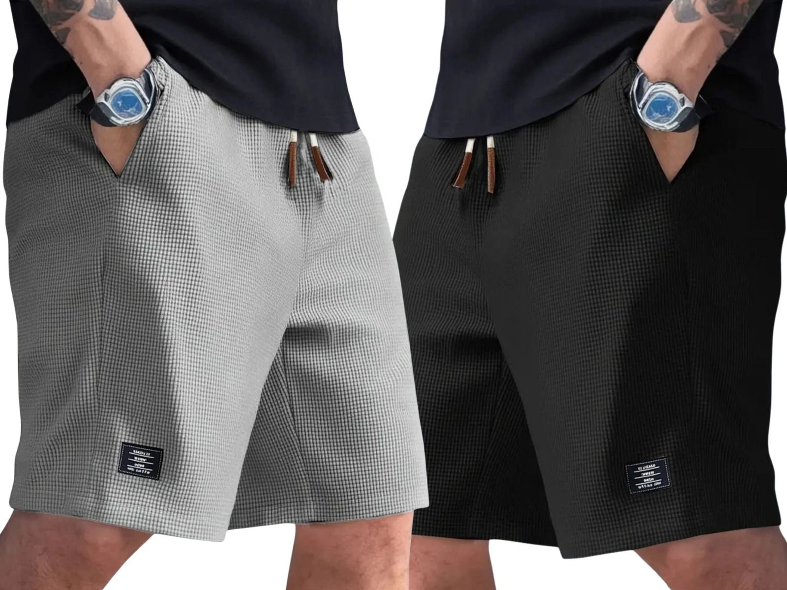 foxer Pack of 2 Self Design Men Black, Grey Casual Shorts-picture-21
