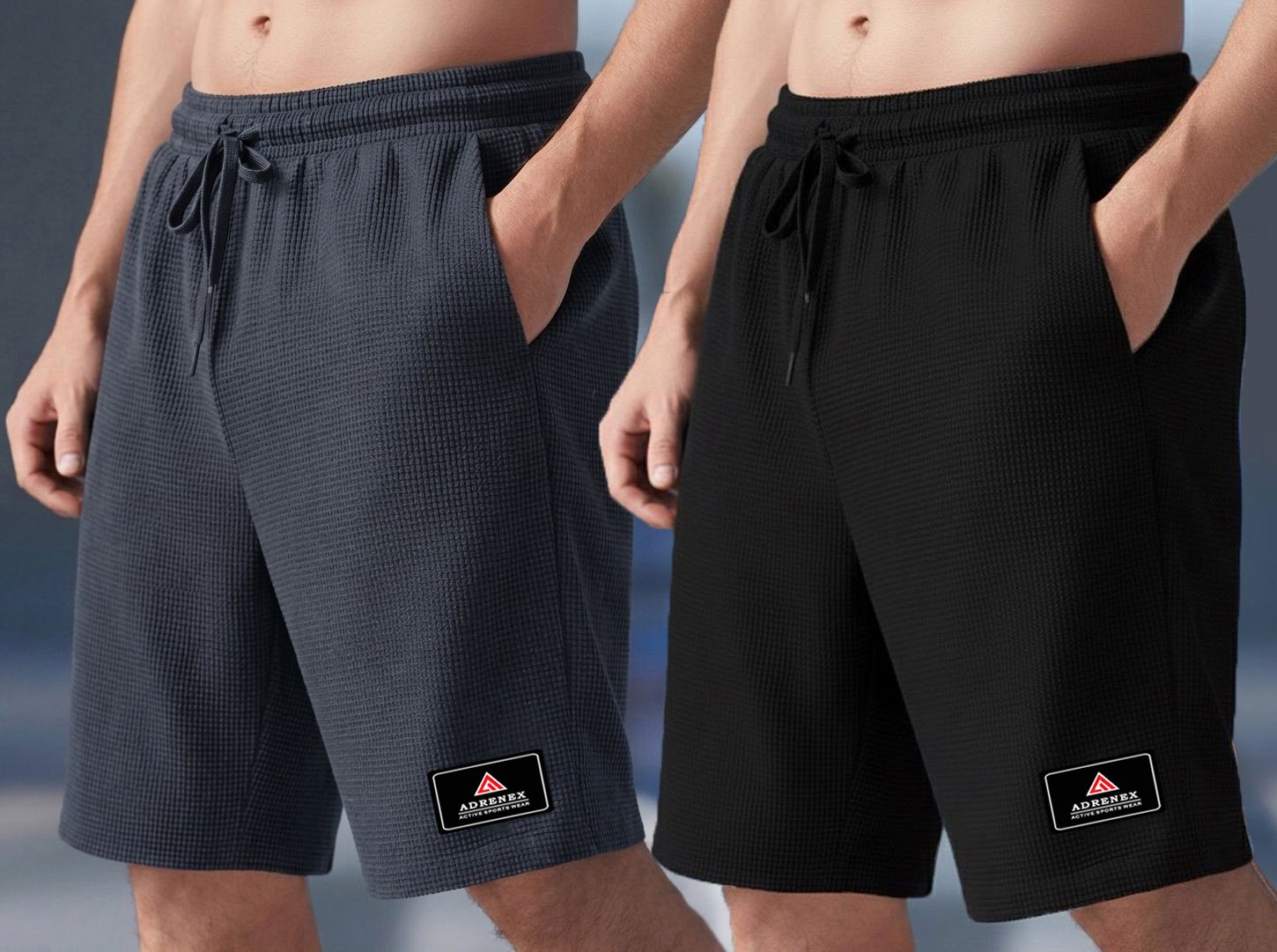 adrenex Pack of 2 Solid Men Black, Dark Grey Sports Shorts-picture-26