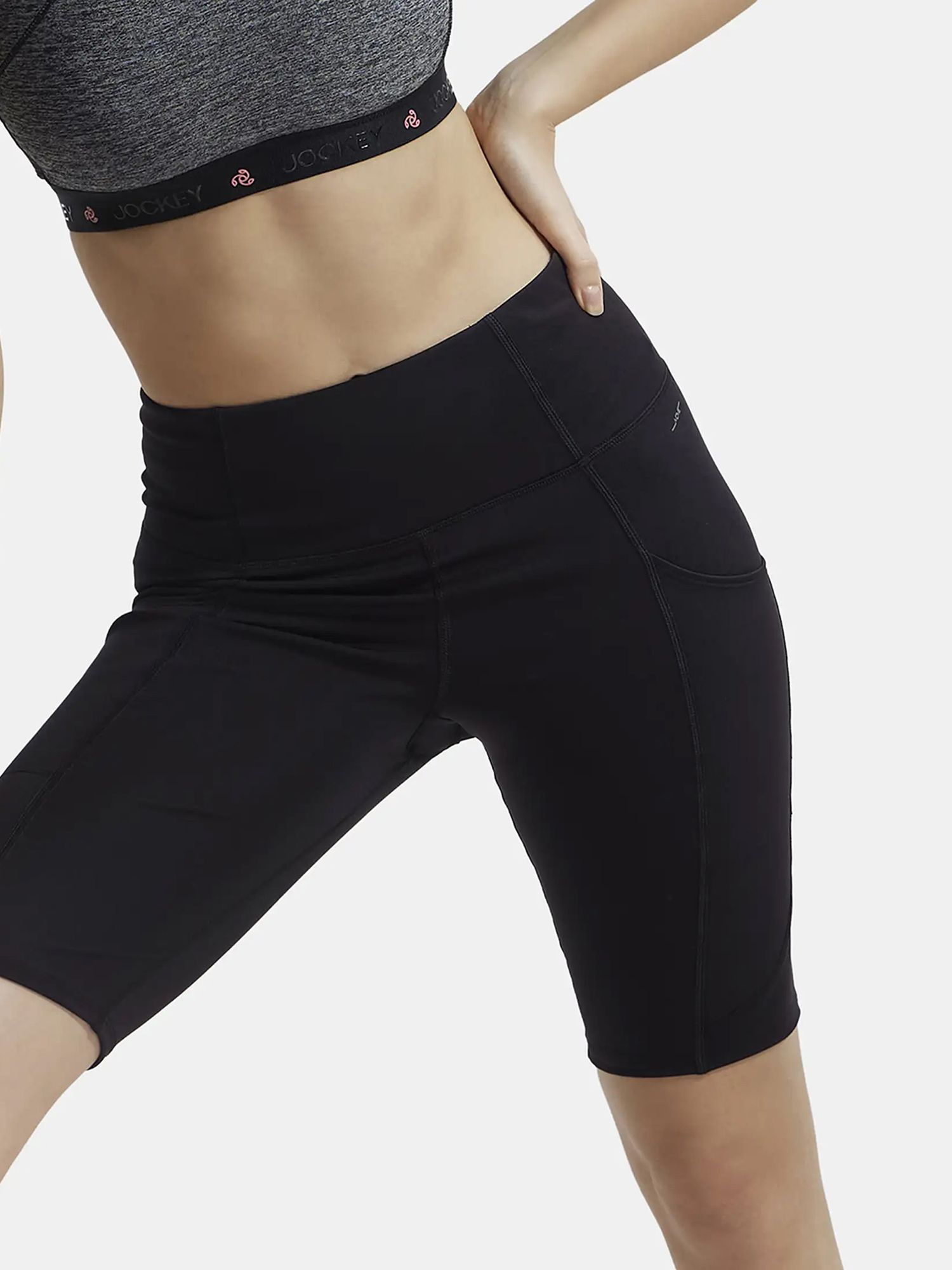 jockey Solid Women Black Sports Shorts-picture-19