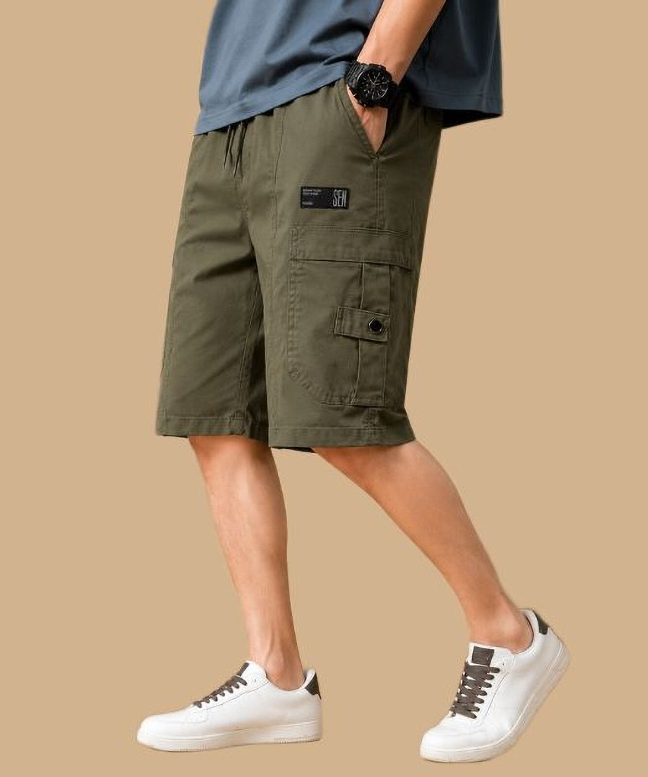vertali industries Solid Men Green Cargo Shorts-picture-17