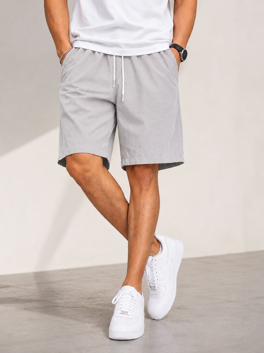 rekira Solid Men Grey Cargo Shorts, Casual Shorts, Basic Shorts-picture-19