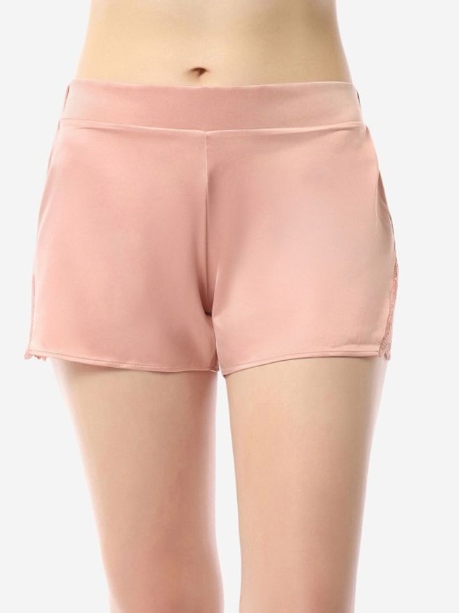 Solid Women Pink Night Shorts-image-15