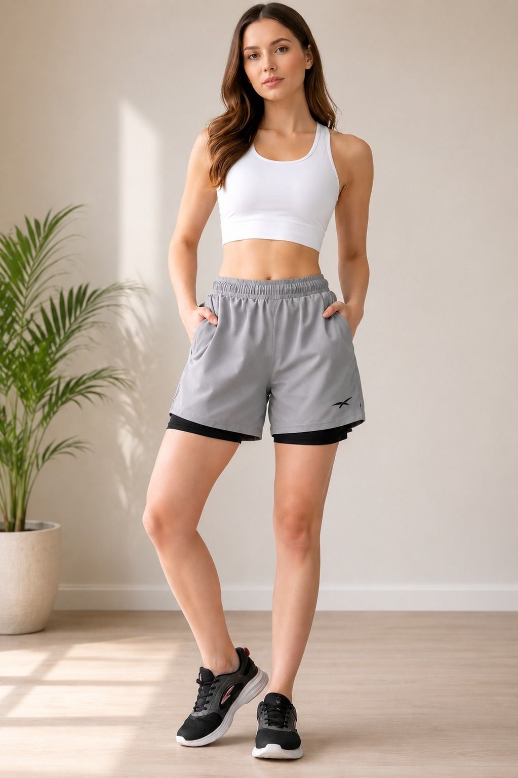 Printed Women Grey Regular Shorts-image-41
