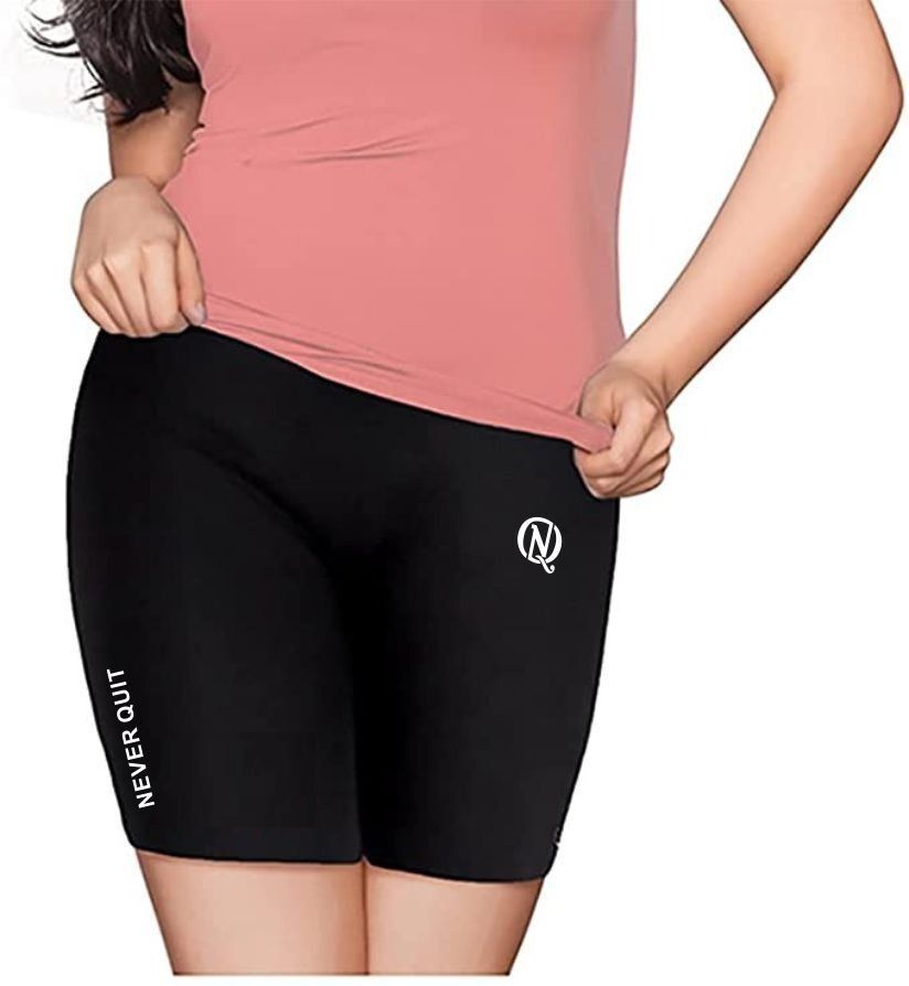 never quit Solid Women Black Sports Shorts-picture-22