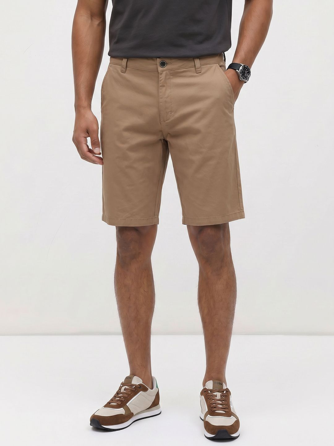 roadster Solid Men Brown Regular Shorts-picture-22