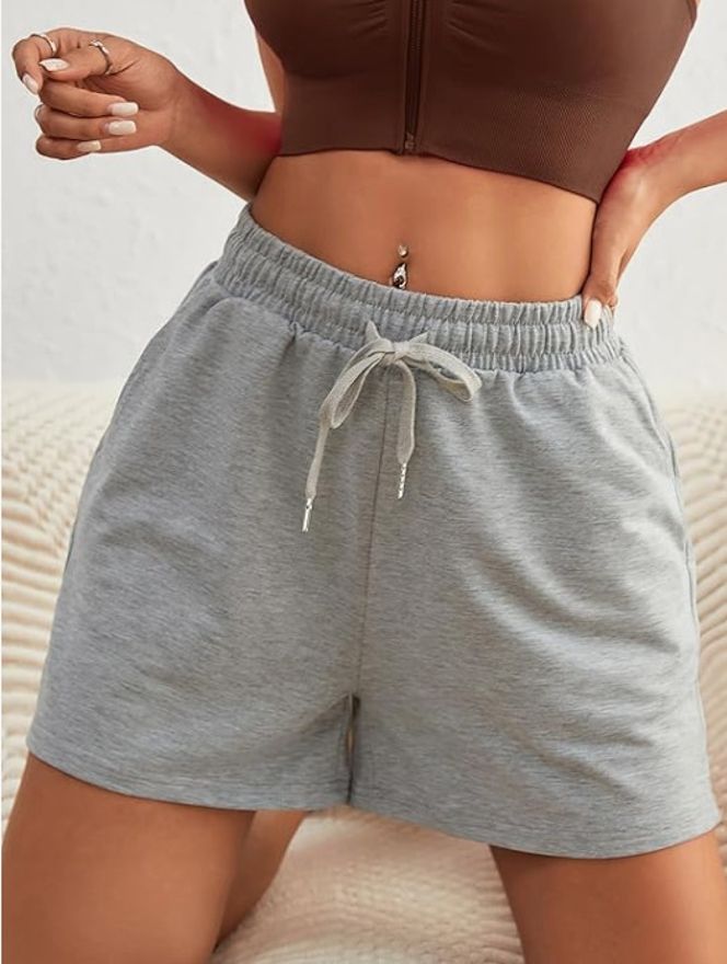 kvvmnation Solid Women Grey Gym Shorts, Casual Shorts-picture-12