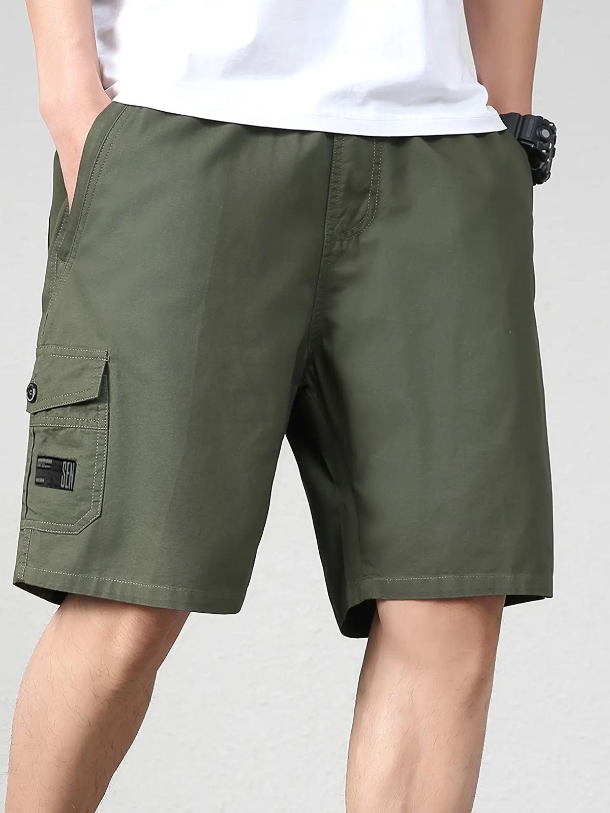 deneeja Solid Men Green Cargo Shorts-picture-19
