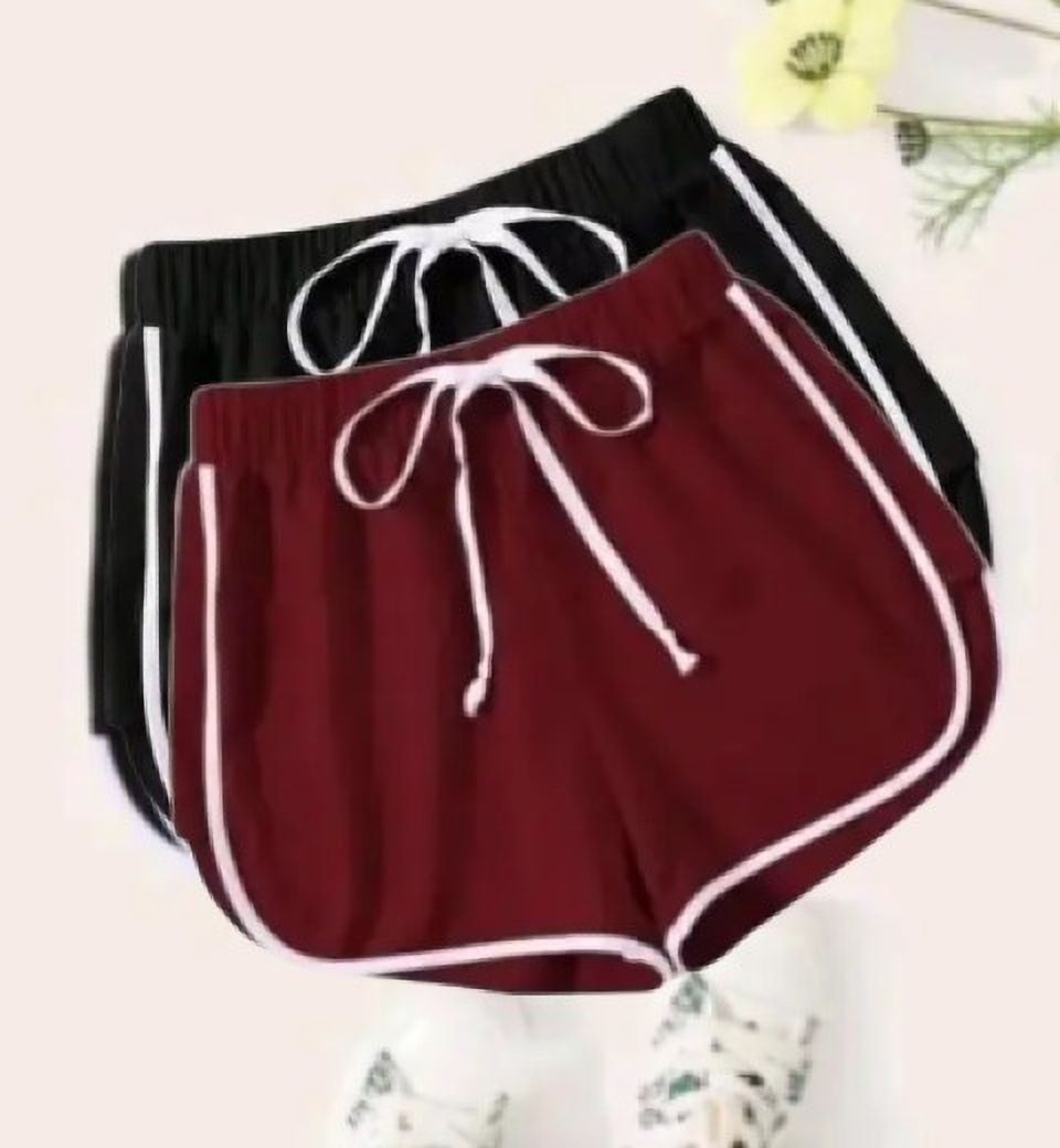 panda bear Pack of 2 Solid Women Multicolor Hotpants-picture-22