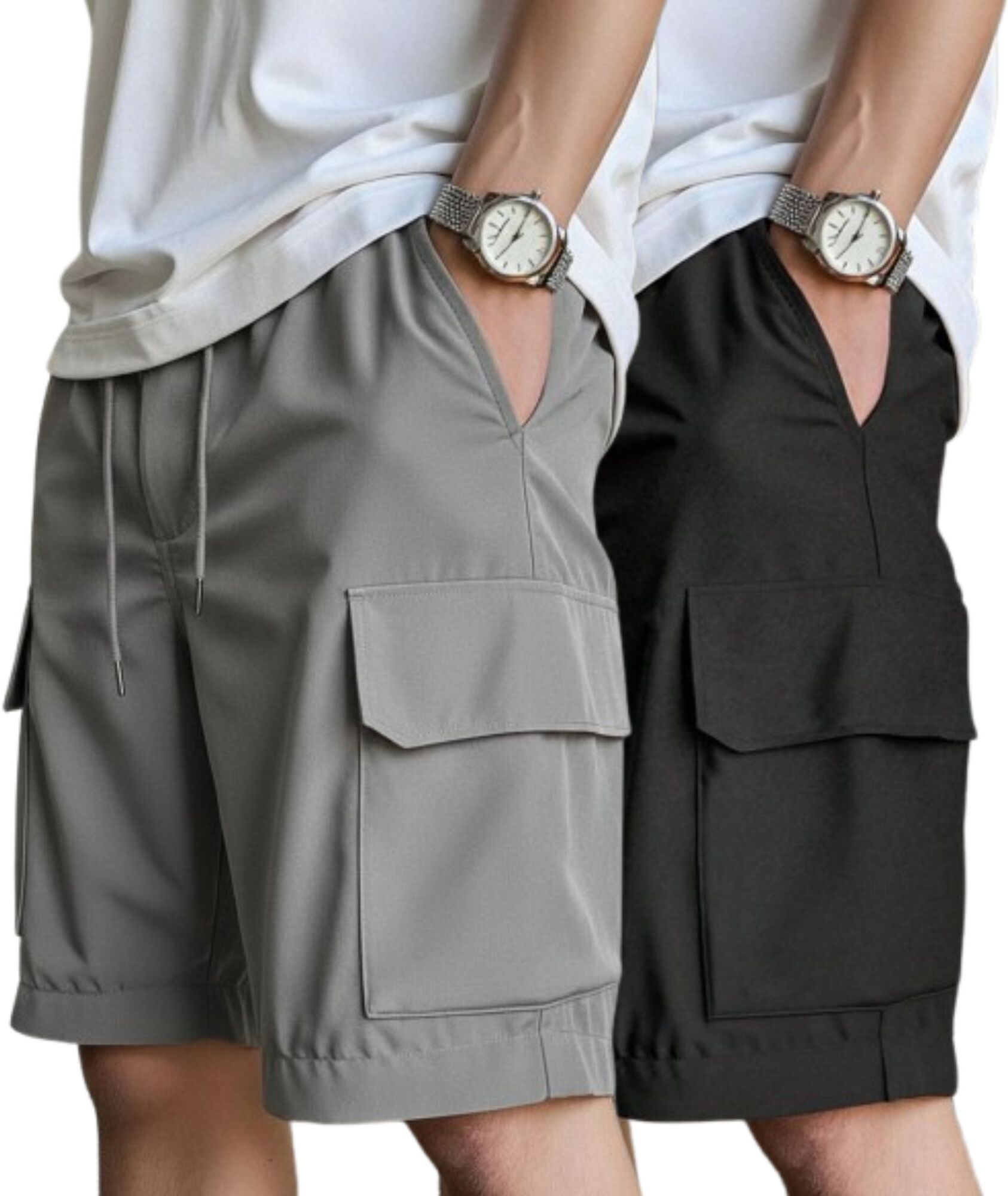 coastal clothier Pack of 2 Solid Men Black, Grey Cargo Shorts, Casual Shorts, Gym Shorts, High Waist Shorts-picture-38